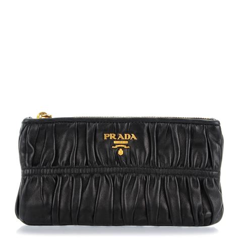 PRADA Nappa Gaufre Clutch Nero Black 